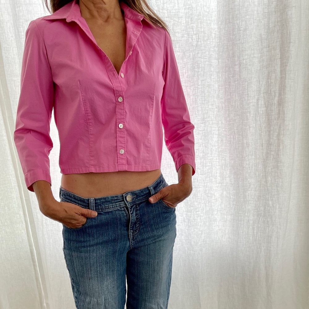 Ann Taylor Barbie Pink Crop Top